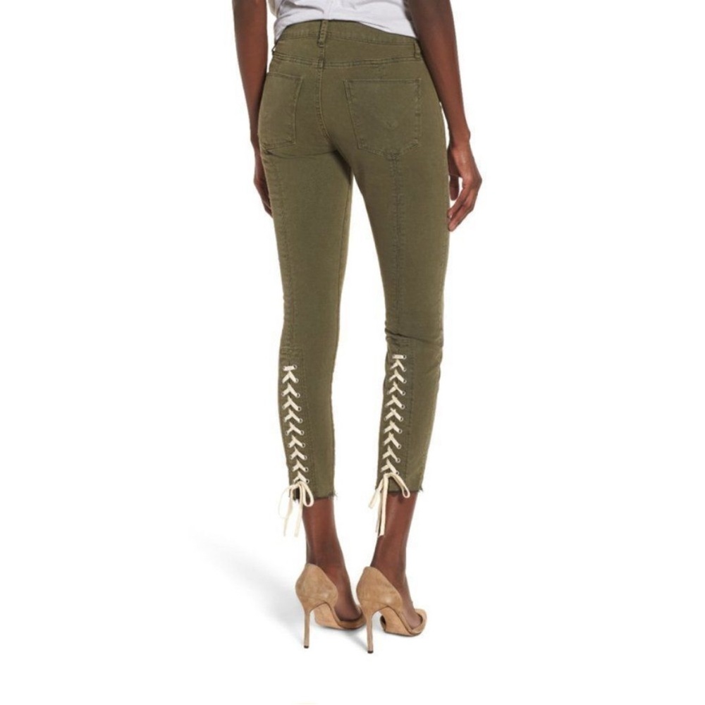 Hudson Jeans Olive Lace-Up Cropped Jeans